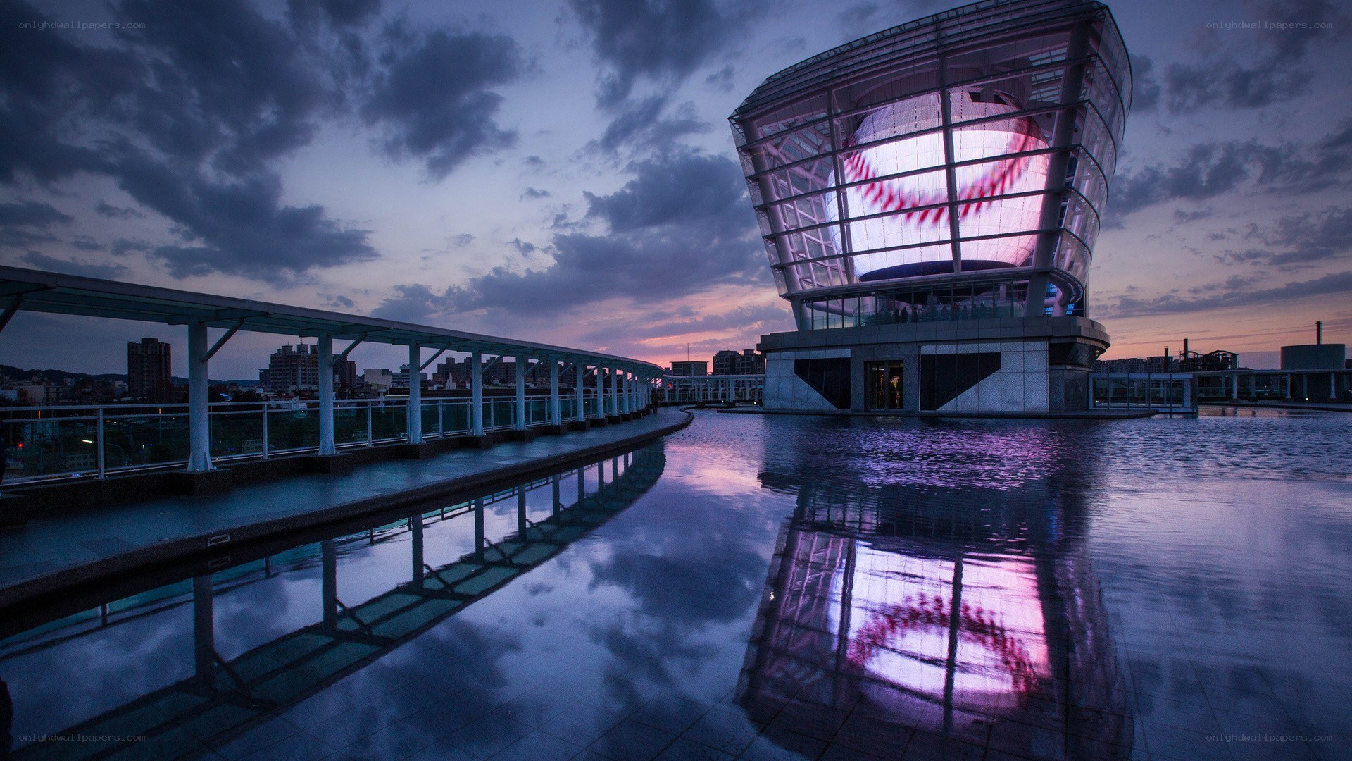 baseball stadium at dusk
