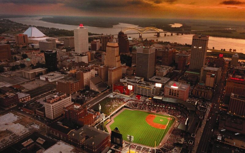 Baseball Stadium at Dusk — Green, Dramatic, Sunset