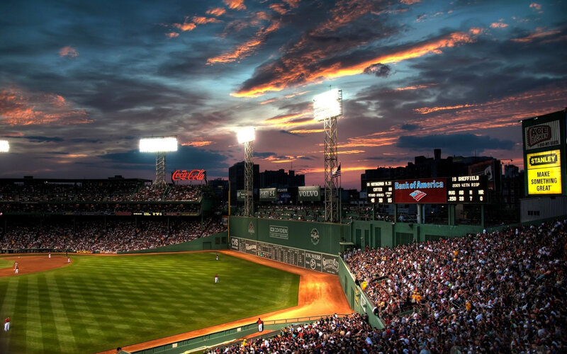 Baseball Stadium at Dusk — Green