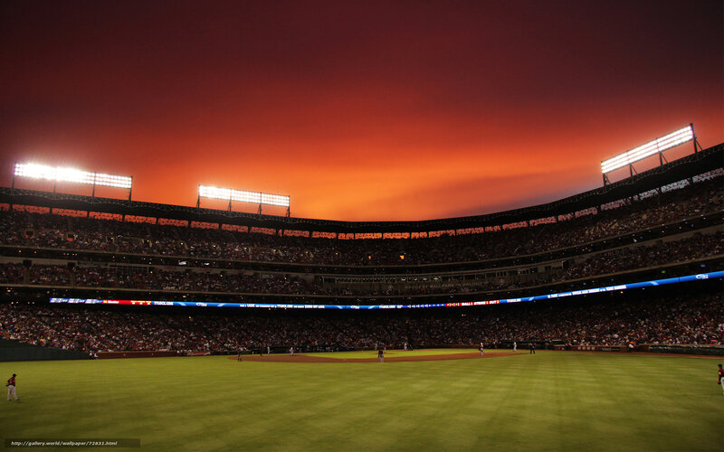 Baseball stadium at sunset