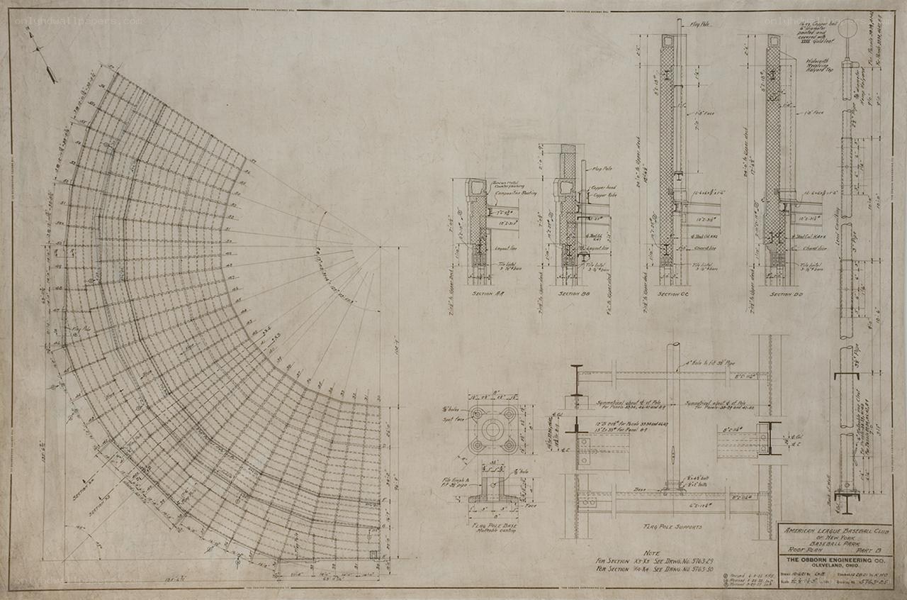 Baseball stadium roof plan