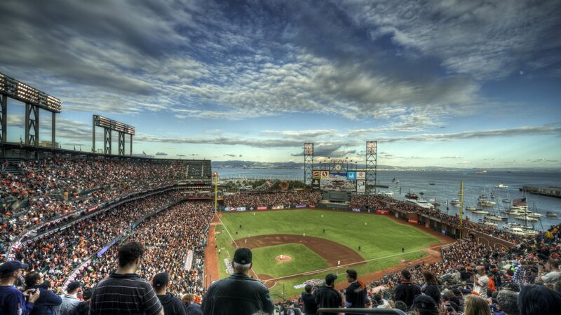 Baseball Stadium with Crowd — Blue
