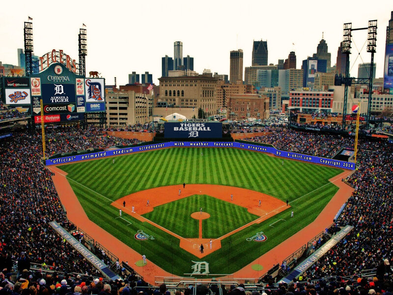 Baseball Stadium with Crowd — Green