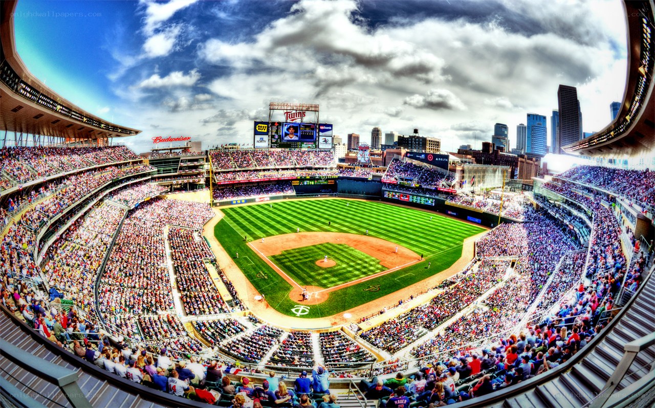 Baseball stadium with crowd
