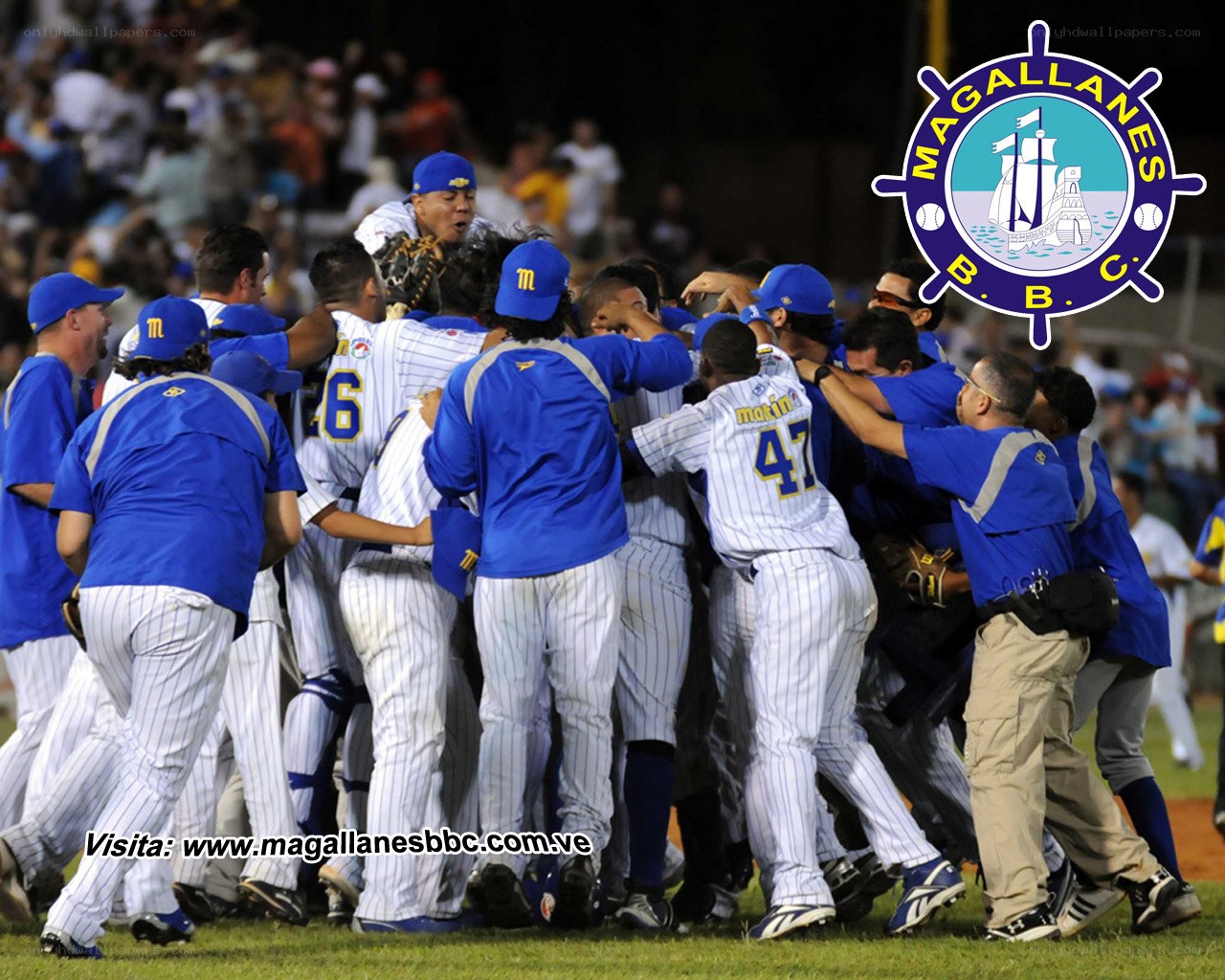 Baseball team celebrating victory