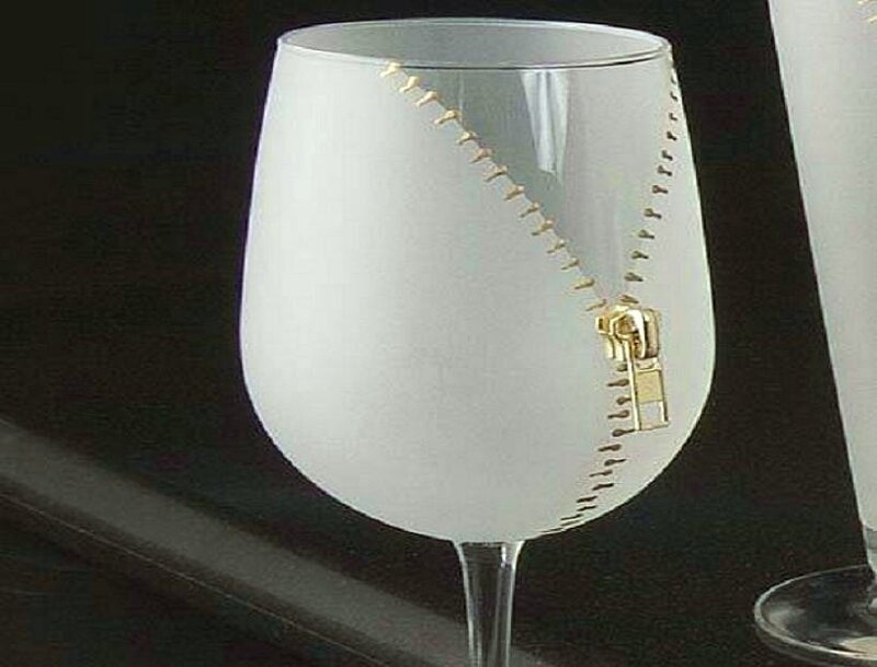 baseball-themed wine glass