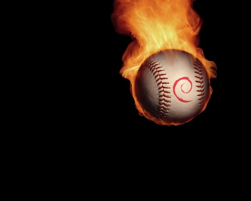 Baseball with fire and logo