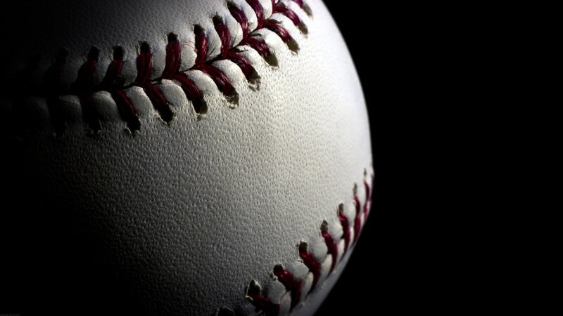 baseball with red stitching