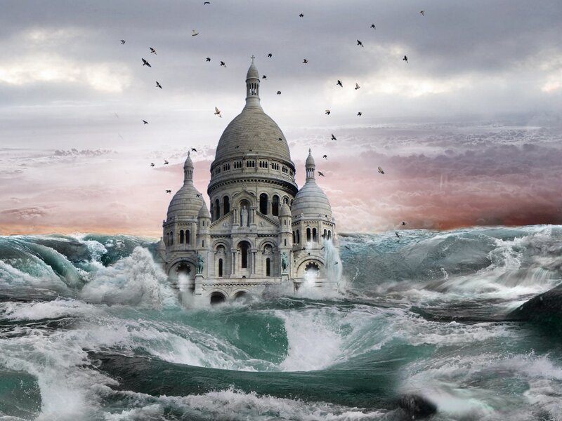 Basilica in a stormy sea