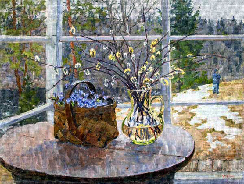 Basket and Vase on Table