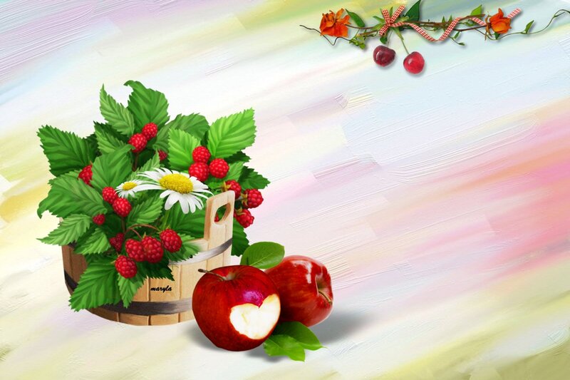 Basket of Berries and Apples