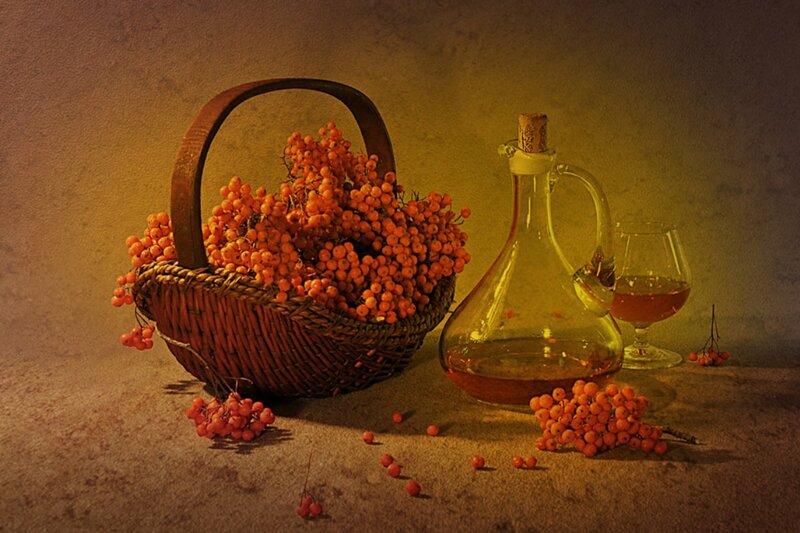 Basket of Berries and Decanter