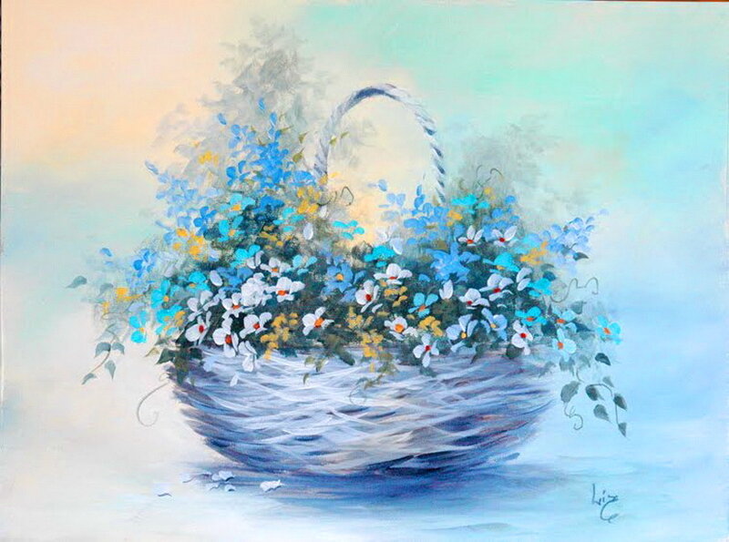 Basket of Blue Flowers — Serene