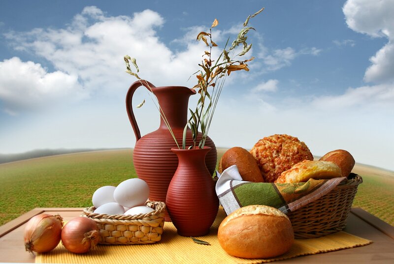 Basket of Bread and Eggs