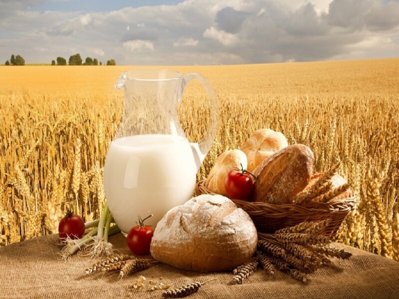 Basket of Bread and Milk