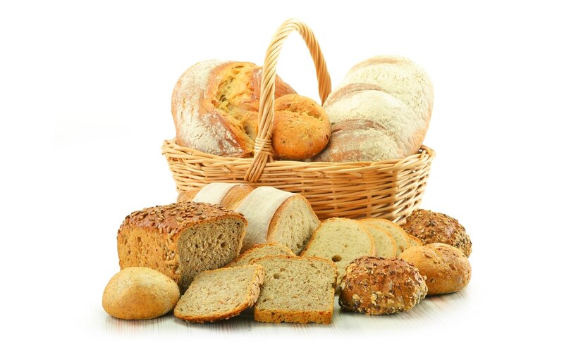 Basket of Bread Loaves — Brown, Neutral, Photograph