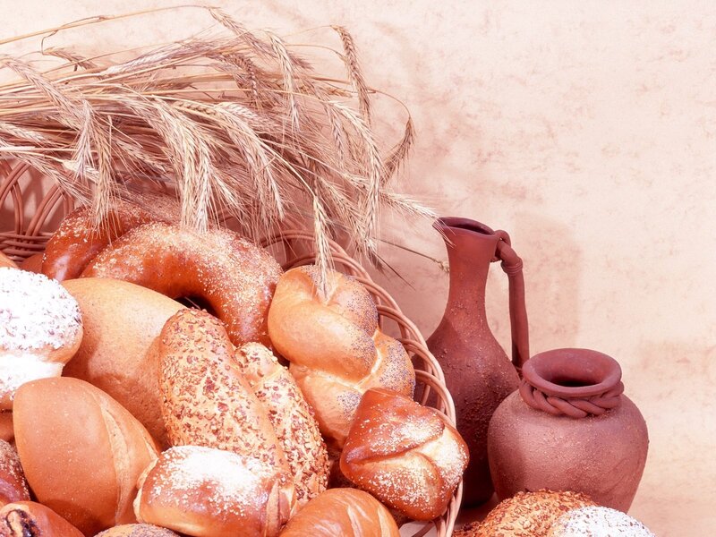 Basket of Breads and Wheat
