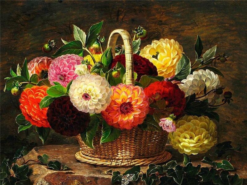 Basket of Dahlias