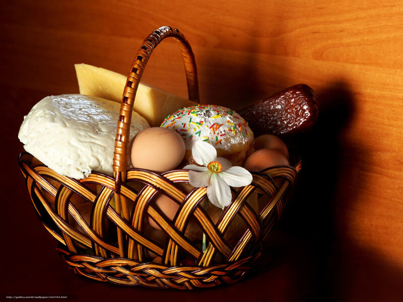 Basket of dairy and baked goods