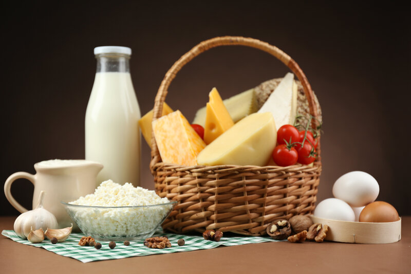 Basket of Dairy Products