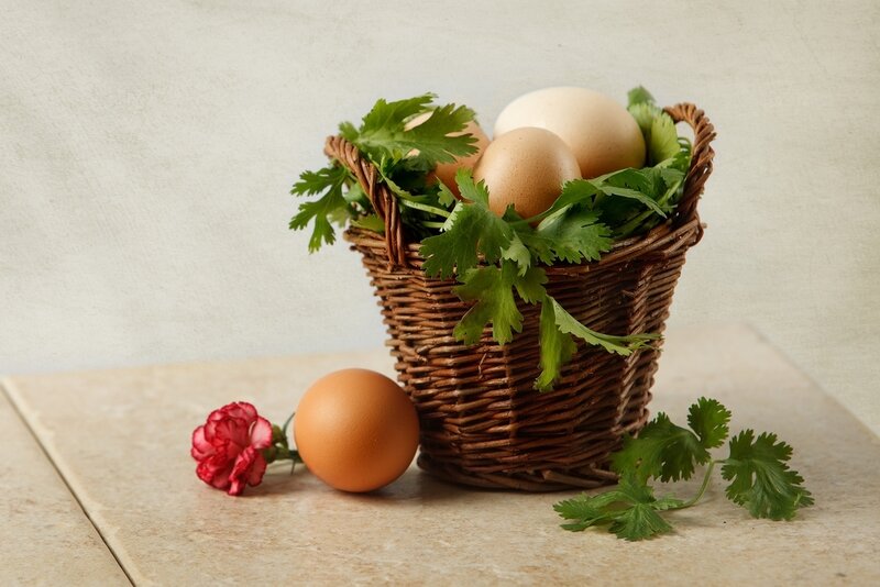 Basket of Eggs with Herbs