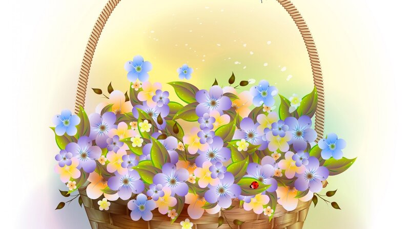 Basket of Flowers — Blue