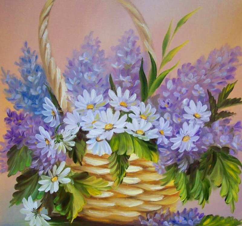 Basket of Flowers — Purple, Calm