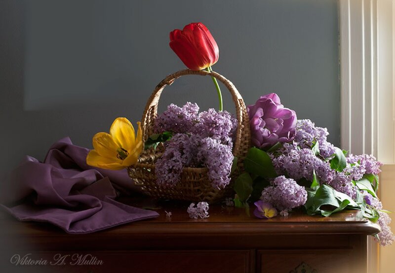 Basket of Flowers — Purple