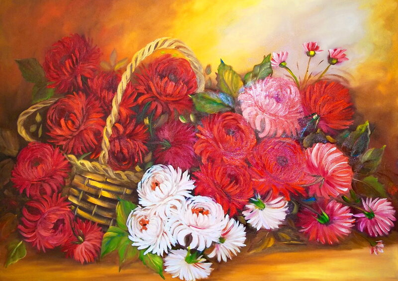 Basket of Flowers — Red, Warm