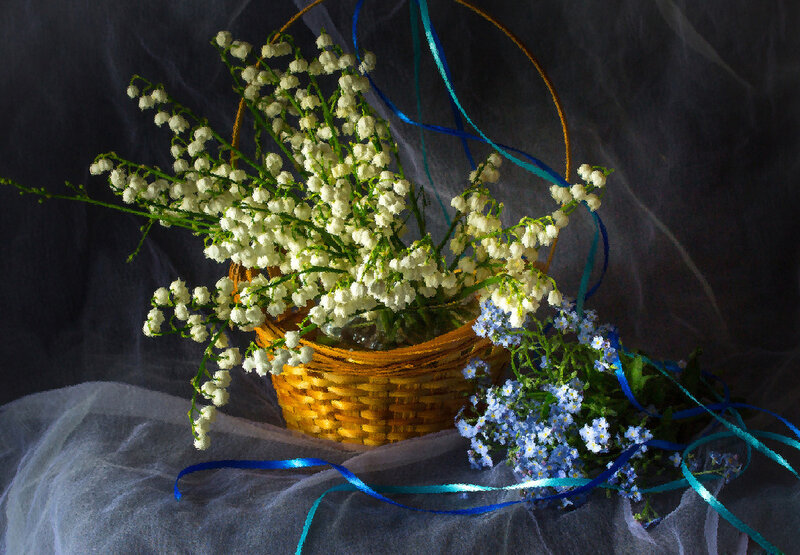 Basket of Flowers — White, Dramatic