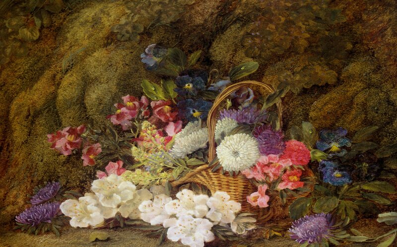 Basket of Flowers — White, Serene