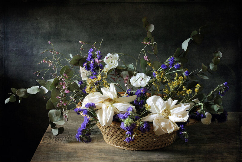 Basket of Flowers — White