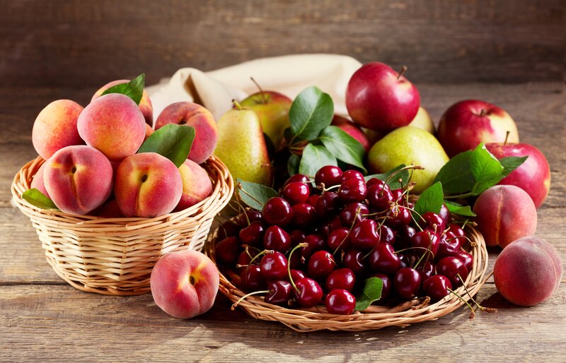 Basket of Fresh Fruit — Red, Natural, Summer