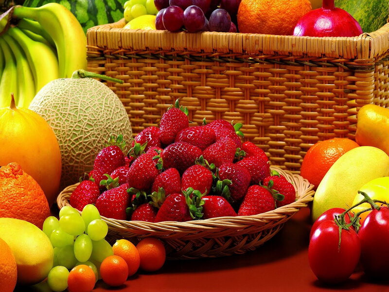 Basket of Fresh Fruit — Red