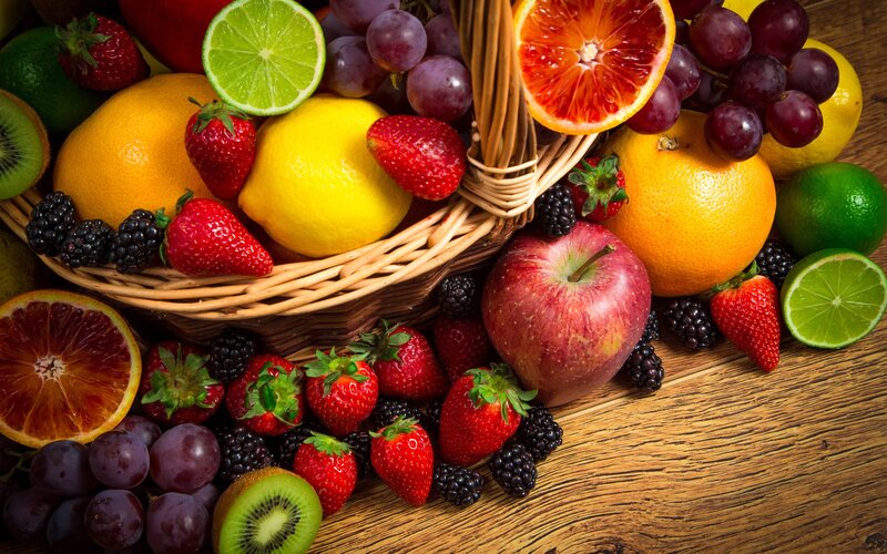 Basket of Fresh Fruit — Yellow, Vibrant