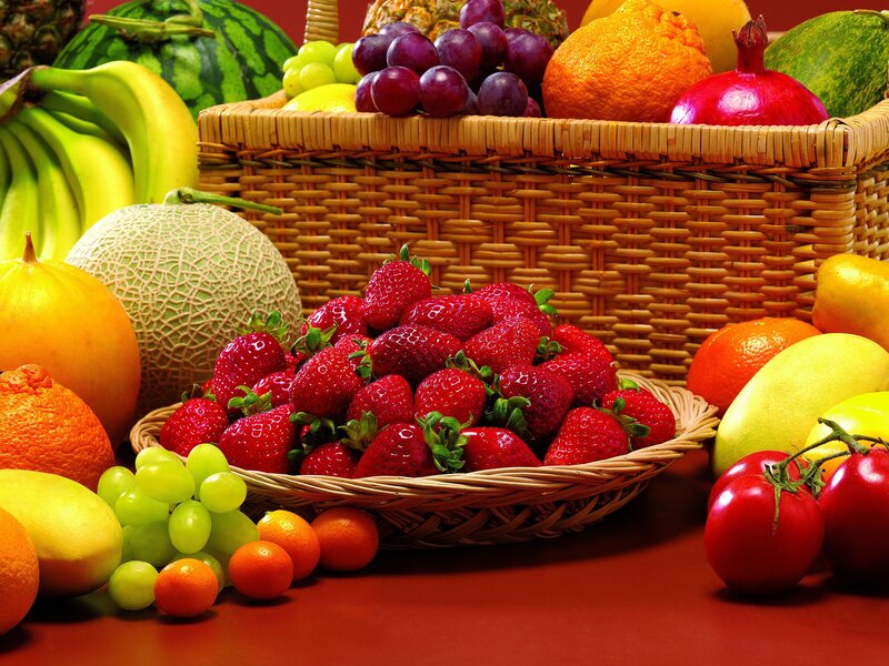 Basket of Fresh Fruits — Red