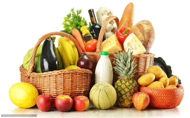 Basket of Fresh Produce — Brown, Photograph