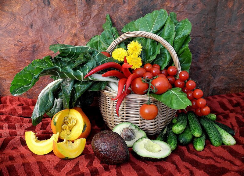 Basket of Fresh Produce — Red