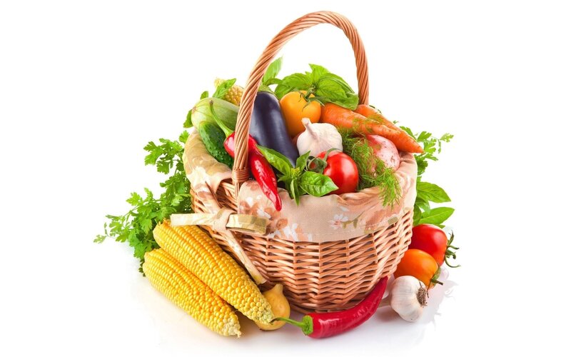 Basket of Fresh Vegetables — Brown