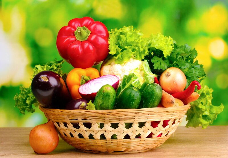 Basket of Fresh Vegetables — Green, Afternoon, Photograph