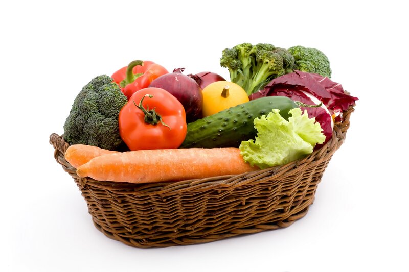 Basket of Fresh Vegetables — Green, Photograph, Broccoli