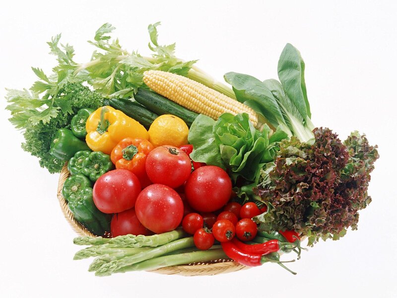 Basket of Fresh Vegetables — Green, Photograph, Corn