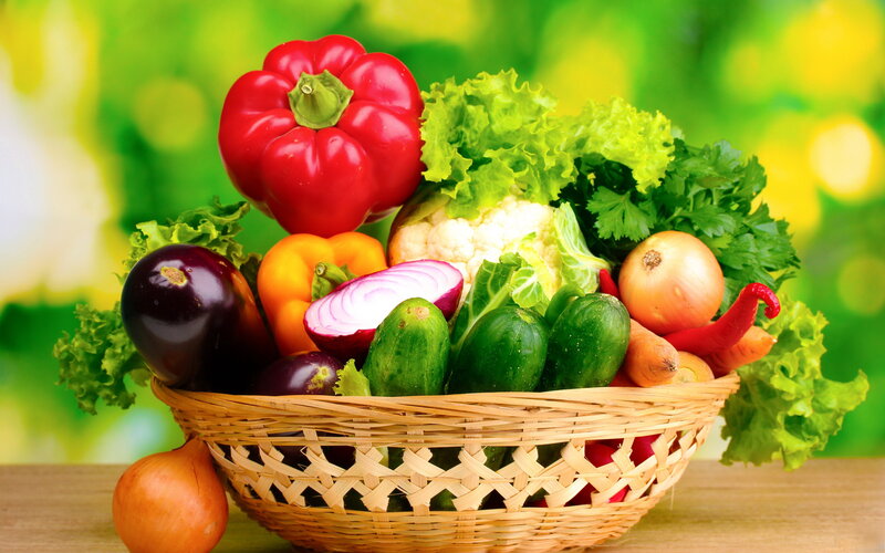 Basket of Fresh Vegetables — Green