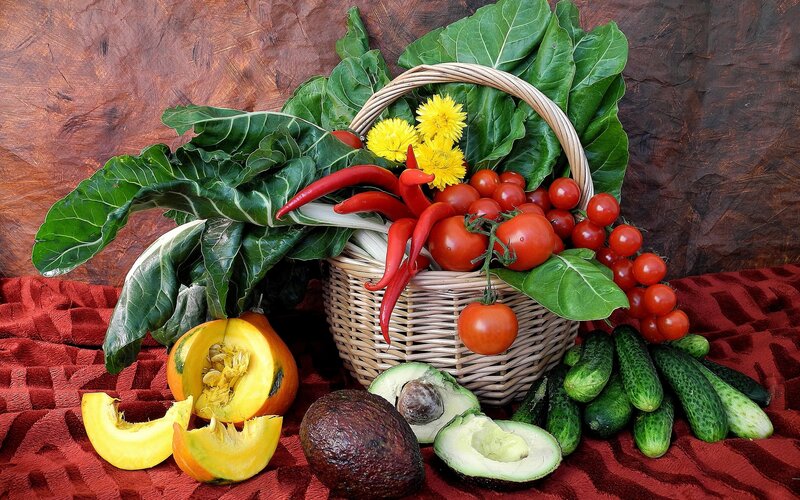 Basket of Fresh Vegetables — Red, Abundant