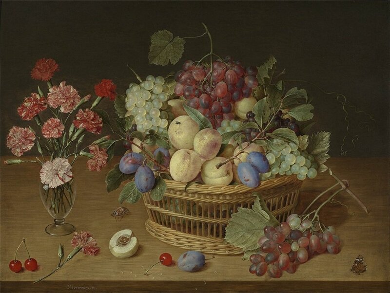 Basket of Fruit and Flowers