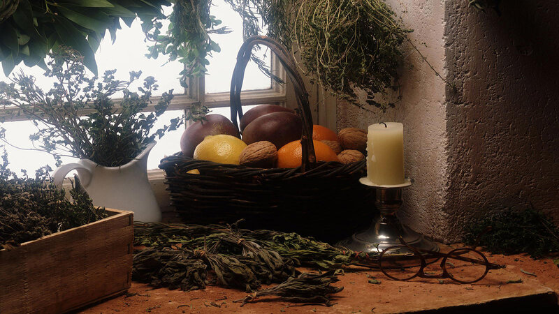 Basket of Fruit and Herbs