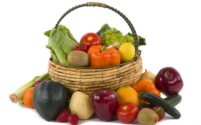 Basket of Fruits and Vegetables — Green