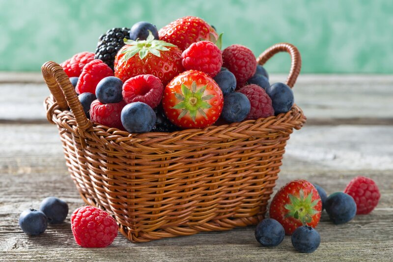 Basket of Mixed Berries — Brown