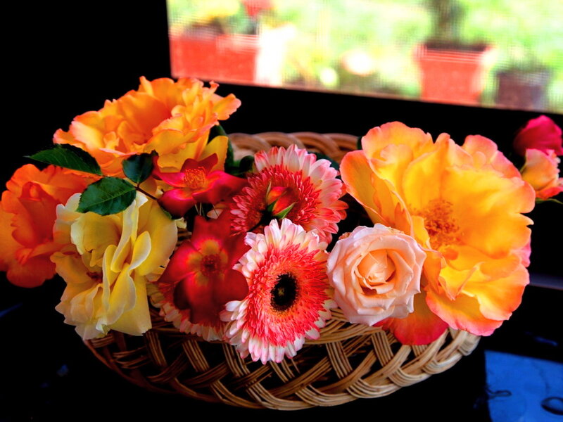 Basket of Mixed Flowers — Yellow, Vibrant