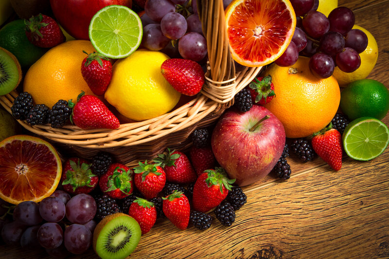 Basket of Mixed Fruit — Brown